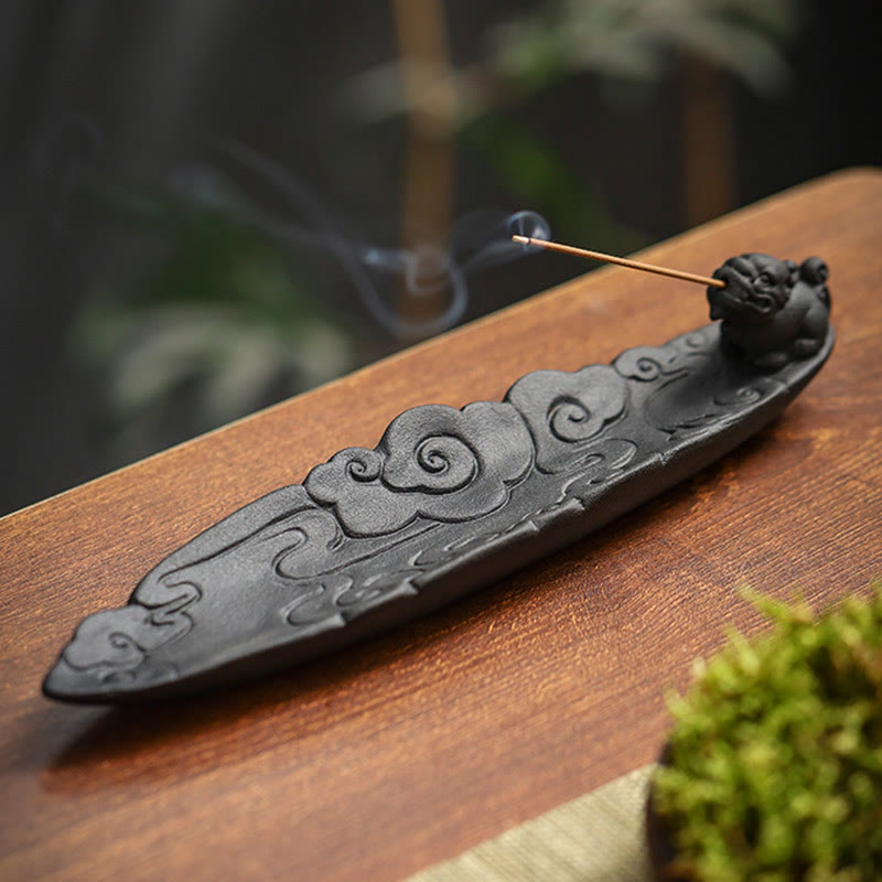 Nimara Ritual Auspicious Clouds Pixiu Healing Ceramic Stick Incense Burner Decoration