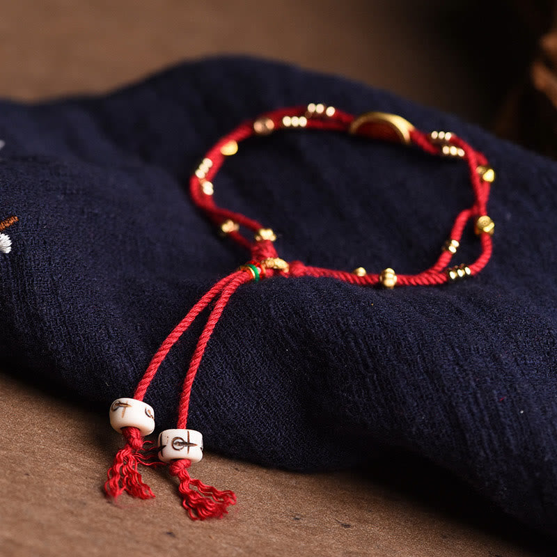 Nimara Ritual Handmade Cinnabar Dumplings Design Luck Braided Red Rope Bracelet