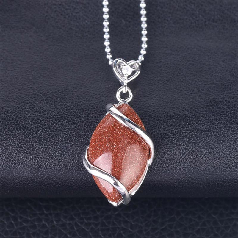 Nimara Ritual Marquise Pattern Natural Crystal Stone Charm Necklace Pendant