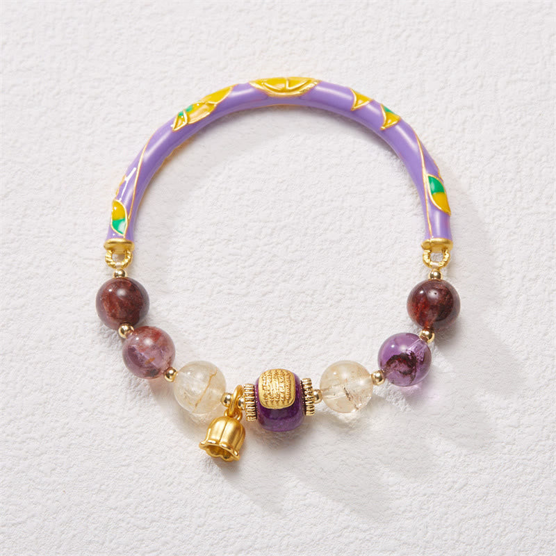 Nimara Ritual Purple Phantom Purple Jade Scripture Citrine Love Wisdom Bracelet Bangle