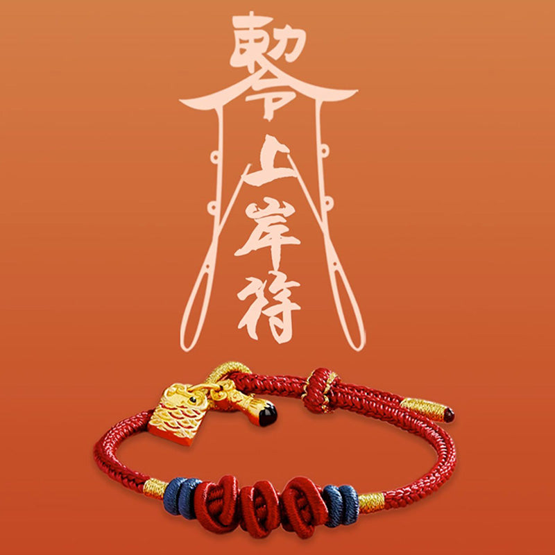 Nimara Ritual 925 Sterling Silver Koi Fish Charm Wealth Success Braided Bracelet