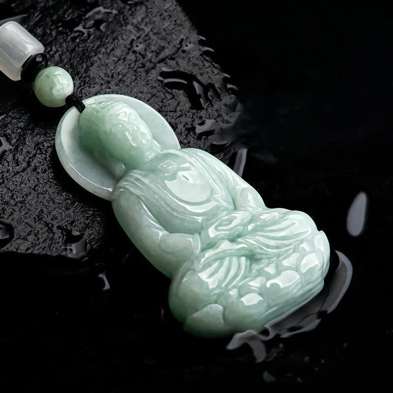 Nimara Ritual Amitabha Buddha Jade Amulet Compassion String Necklace