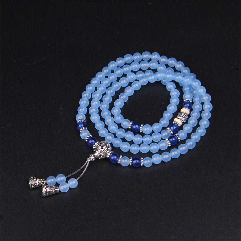 Nimara Ritual 108 Beads Blue Crystal Healing Bracelet Mala