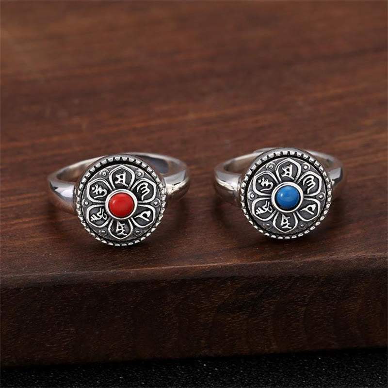 Nimara Ritual Tibetan Om Mani Padme Hum Peace Rotatable Ring