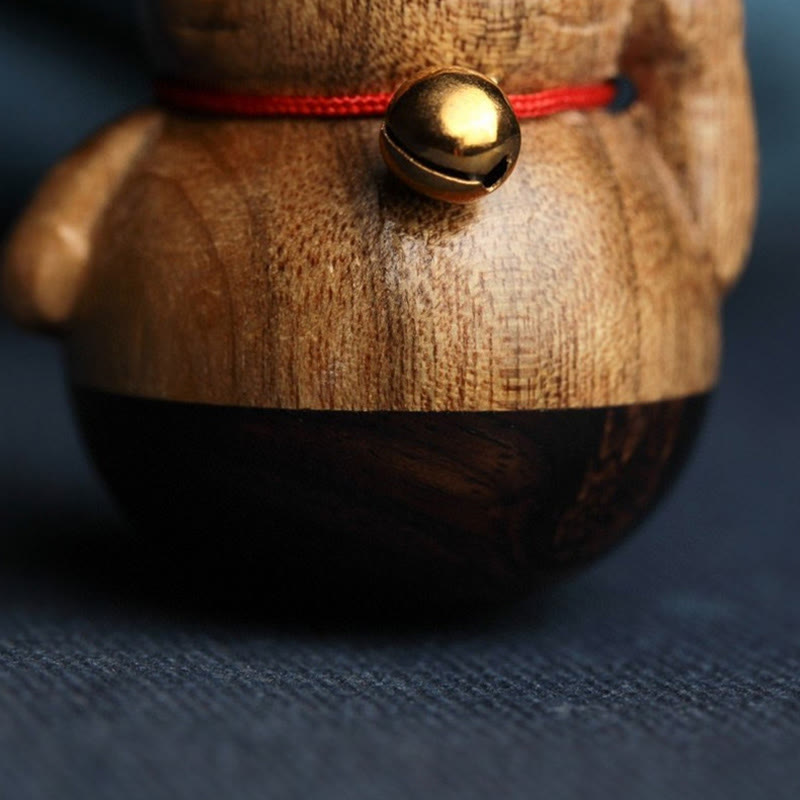 Nimara Ritual Mini Lucky Cat Kitten Phoebe Zhennan Wood Blessing Decoration