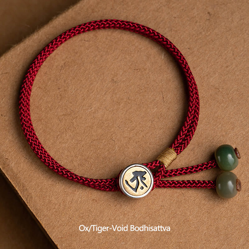 Nimara Ritual 925 Sterling Silver Handmade Chinese Zodiac Natal Buddha Cyan Bodhi Seed Protection Braided Red String Bracelet