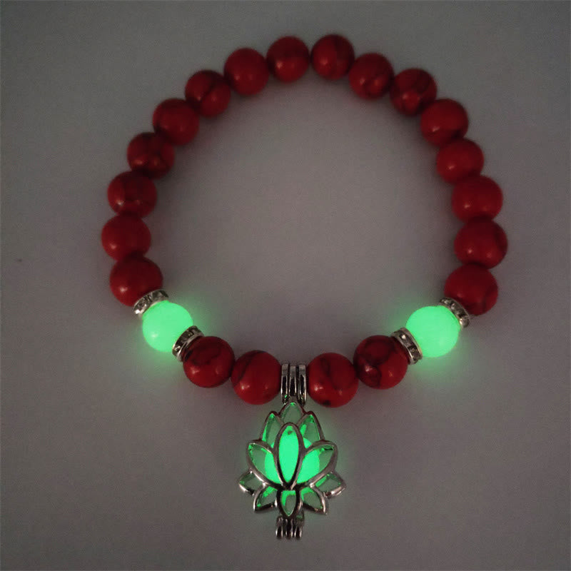 Nimara Ritual Tibetan Turquoise Glowstone Luminous Bead Lotus Protection Bracelet