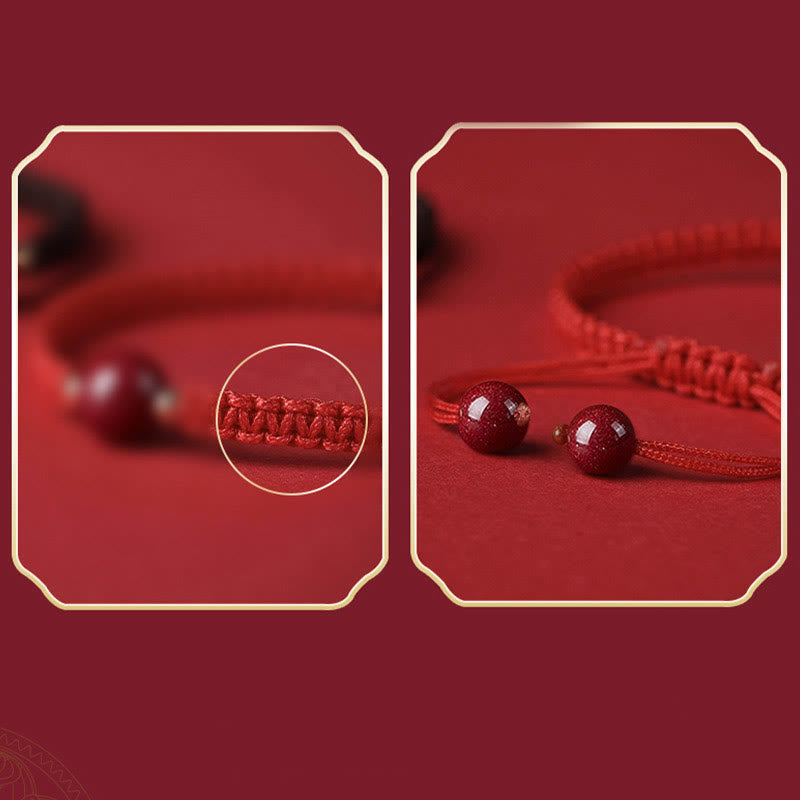 Nimara Ritual Lucky Cinnabar Bead Blessing Red String Bracelet