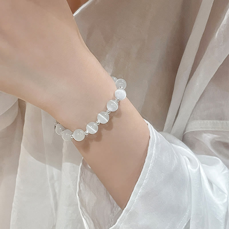 Nimara Ritual Natural Cat's Eye Moonstone Strawberry Quartz PiXiu Support Bracelet