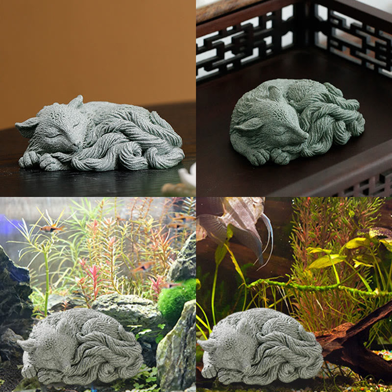 Nimara Ritual Small Nine Tailed Fox Protection Home Tea Pet Figurine Decoration