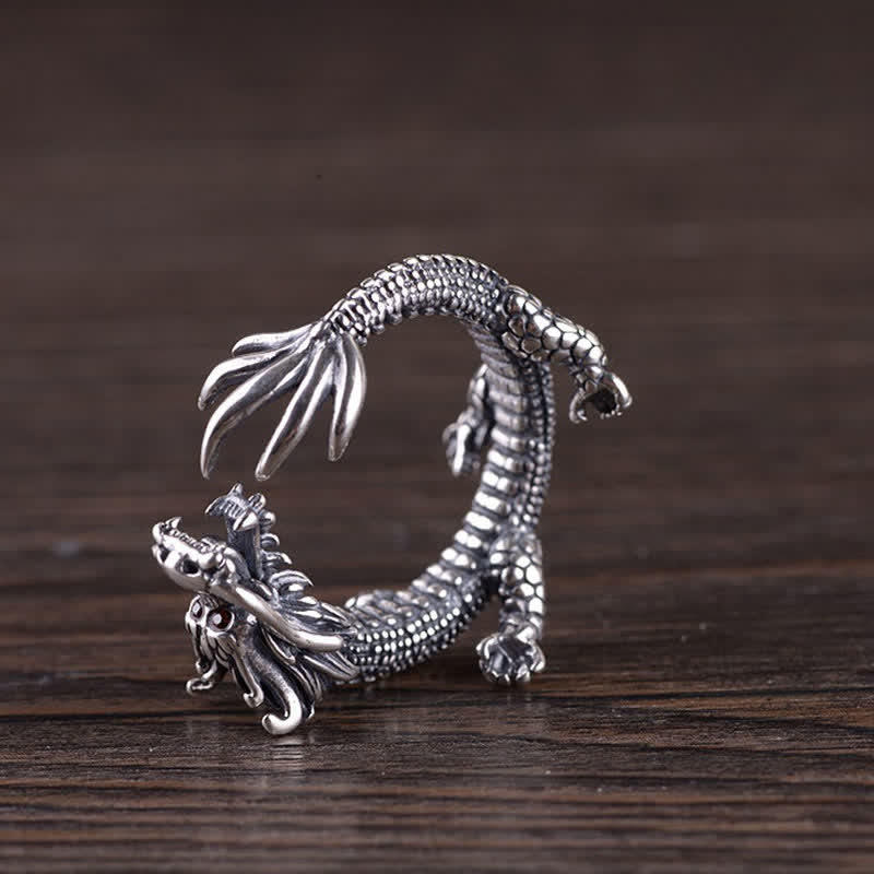 Nimara Ritual 925 Sterling Silver Dragon Luck Protection Ring