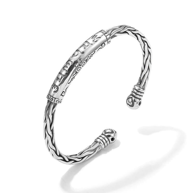 Nimara Ritual Tibet Om Mani Padme Hum Engraved Focus Cuff Bracelet Bangle