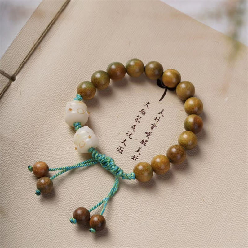 Nimara Ritual Green Sandalwood Bodhi Seed Lucky Cat Positive Bracelet