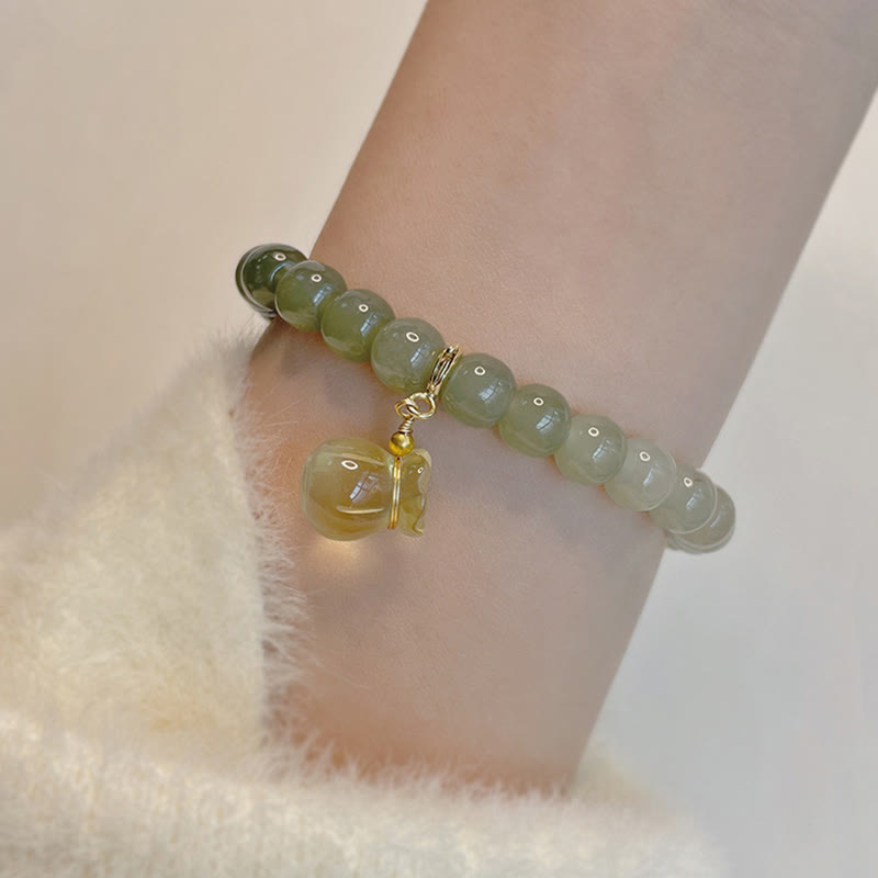 Nimara Ritual Natural Hetian Jade Money Bag Charm Bead Prosperity Bracelet