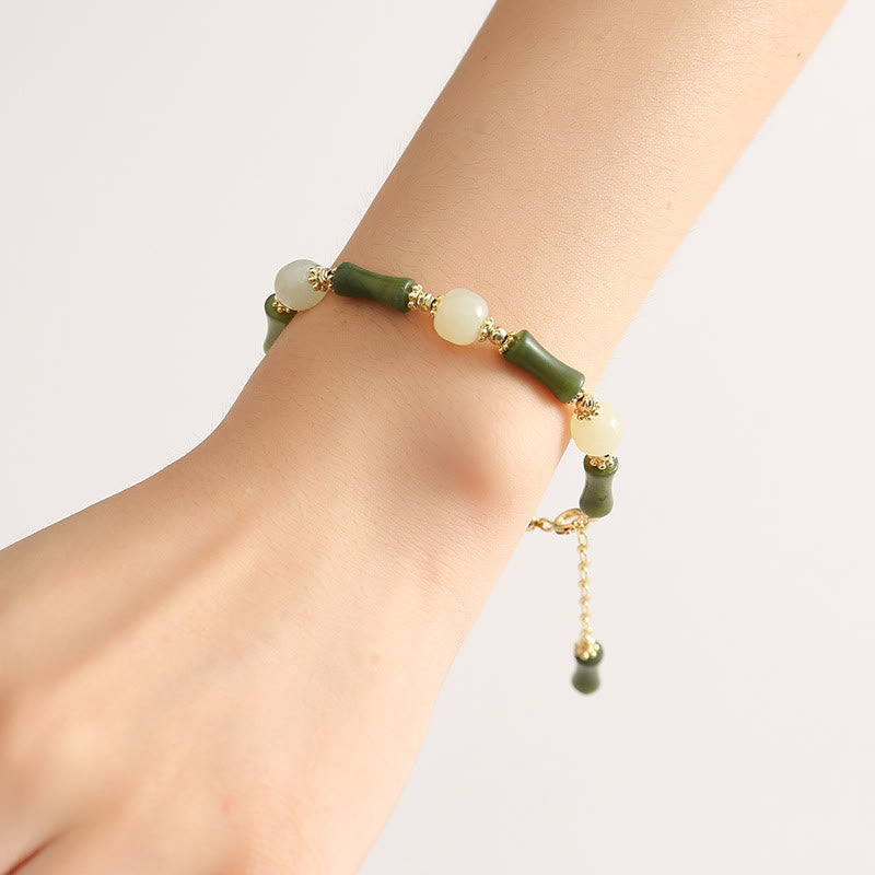 Nimara Ritual Glass Bead Bamboo Luck Strength Chain Bracelet