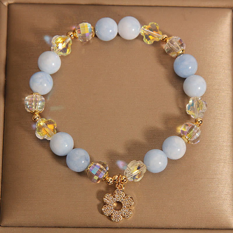 Nimara Ritual Natural Aquamarine Flower Healing Crystal Bracelet