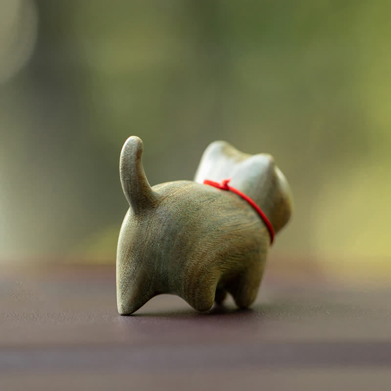 Nimara Ritual Green Sandalwood Small Leaf Red Sandalwood Cute Cat Animals Soothing Peace Decoration