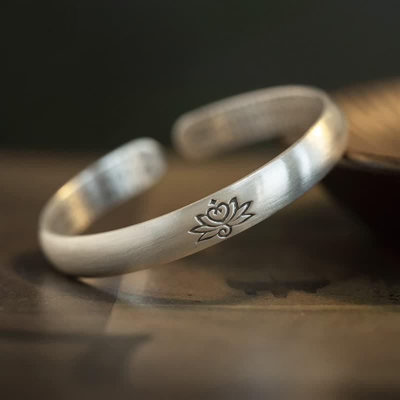 Nimara Ritual Lotus Flower Heart Sutra White Copper Healing Luck Bracelet