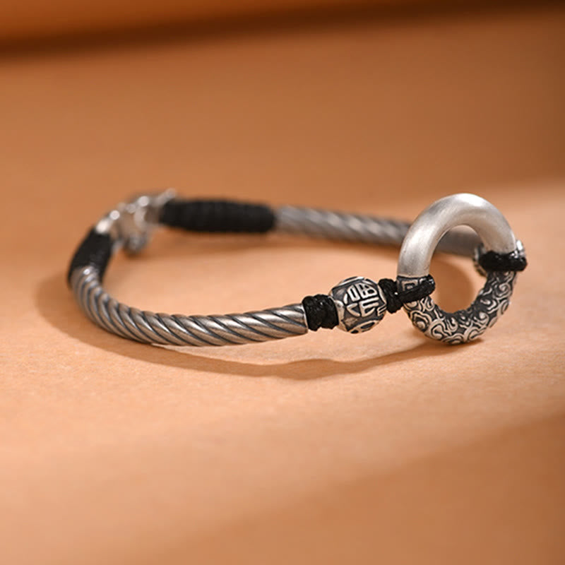 Nimara Ritual 999 Sterling Silver Fu Character Peace Buckle Copper Coin Auspicious Clouds Fortune Bracelet