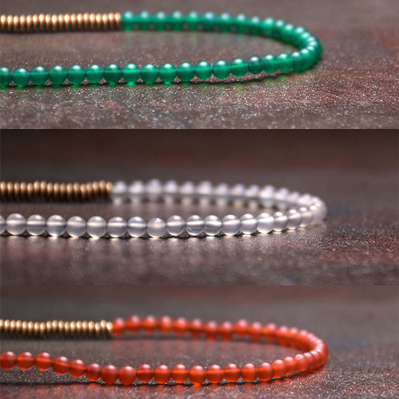 Nimara Ritual Tibetan Various Agate Stone Copper Protection Triple Wrap Bracelet