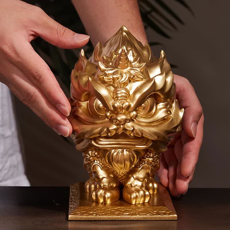 Nimara Ritual Lion Statue Strength Resin Home Office Decoration