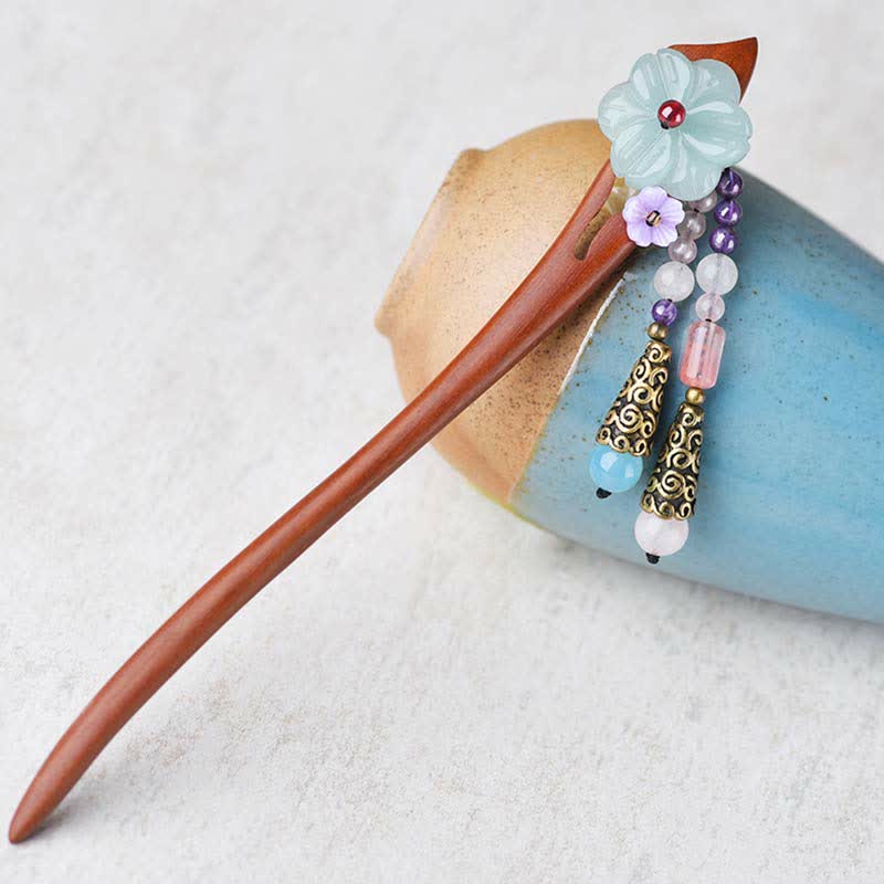 Nimara Ritual Red Sandalwood Amethyst Aventurine Protection Hairpin Decoration