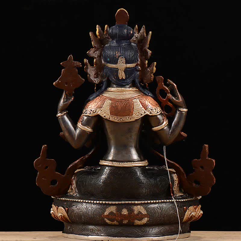 Nimara Ritual Bodhisattva Chenrezig Four-armed Avalokitesvara Protection Copper Statue Decoration
