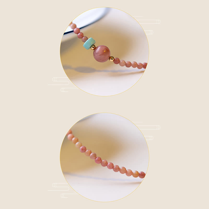 Nimara Ritual 14K Gold Plated Natural Rhodonite Loving Energy Chain Bracelet