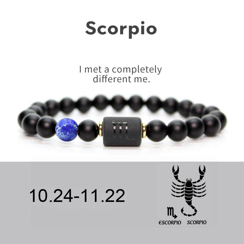 Nimara Ritual 12 Constellations of the Zodiac Black Onyx Adjustable Bracelet