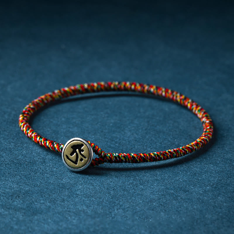 Nimara Ritual Handmade 925 Sterling Silver Chinese Zodiac Natal Buddha Protection Colorful Rope Bracelet