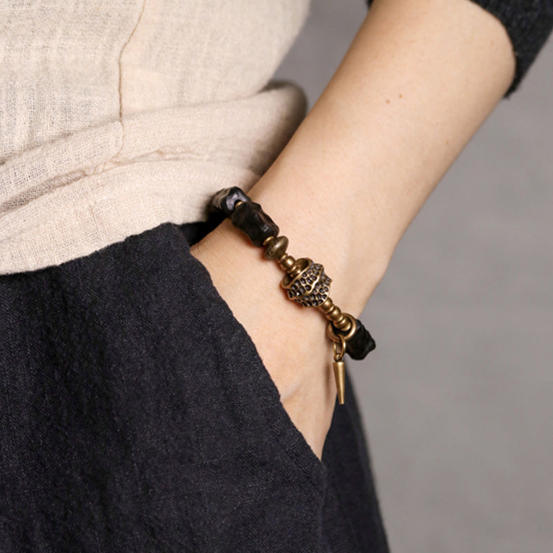 Nimara Ritual Ebony Wood Copper Balance Protection Couple Bracelet