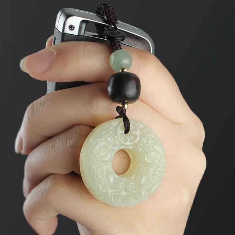 Nimara Ritual PiXiu Jade Peace Buckle Abundance Wealth Key Chain