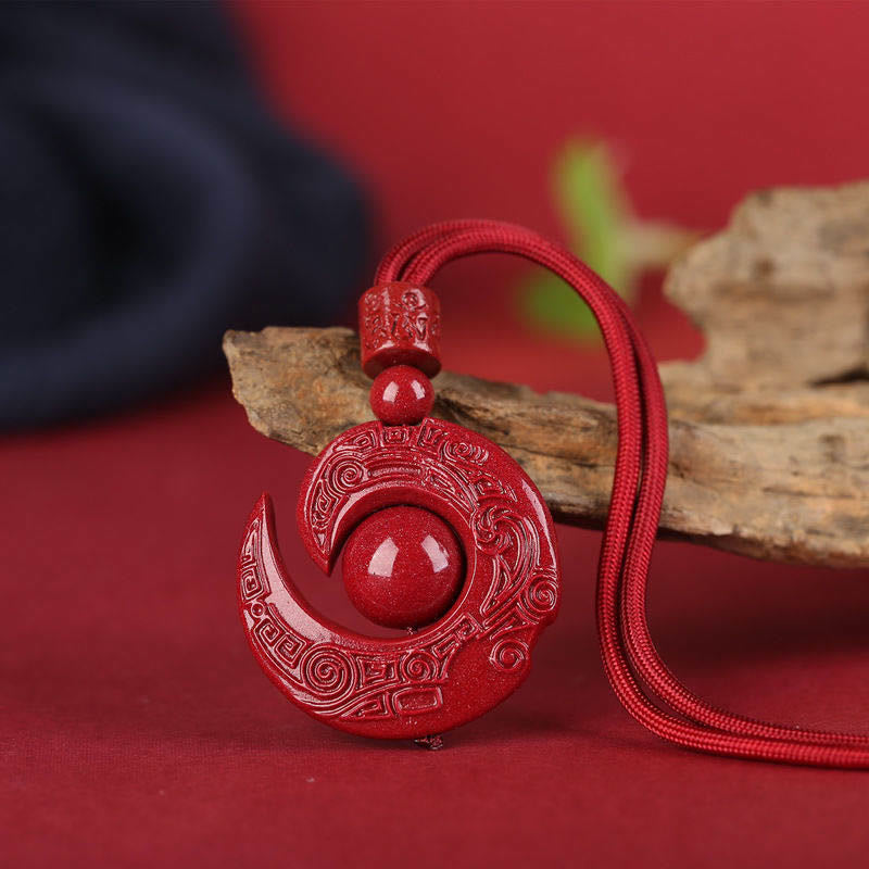 Nimara Ritual One's Luck Improves Design Patern Natural Cinnabar Concentration Necklace Pendant