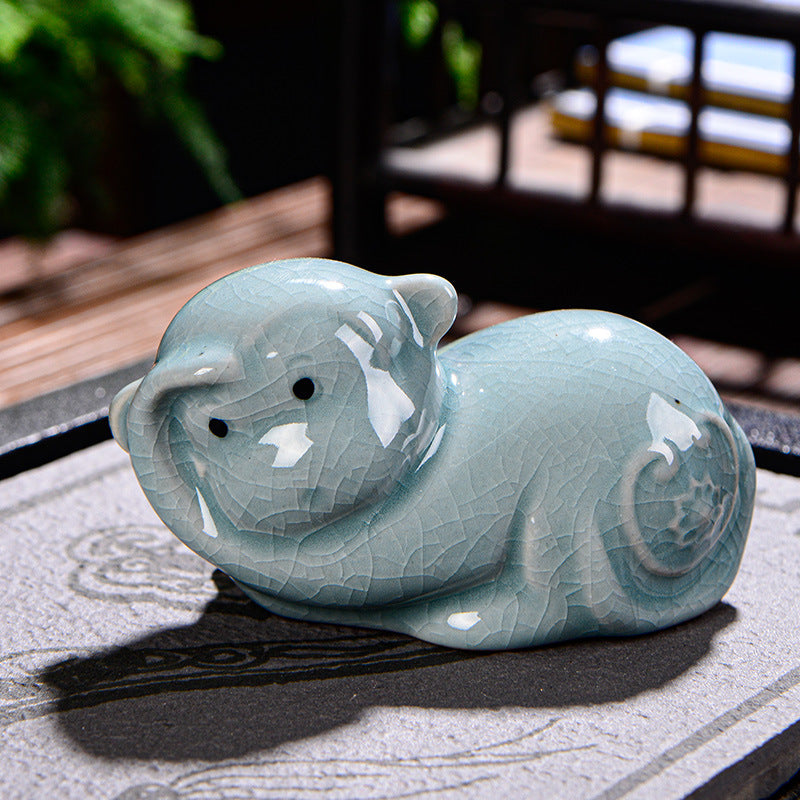 Nimara Ritual Chinese Zodiac Wealth Ceramic Tea Pet Home Figurine Decoration