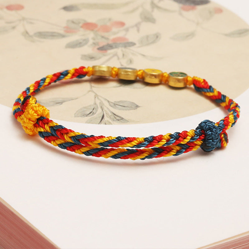 Nimara Ritual Handmade Dunhuang Color Thread Peace And Joy Protection Braid String Bracelet