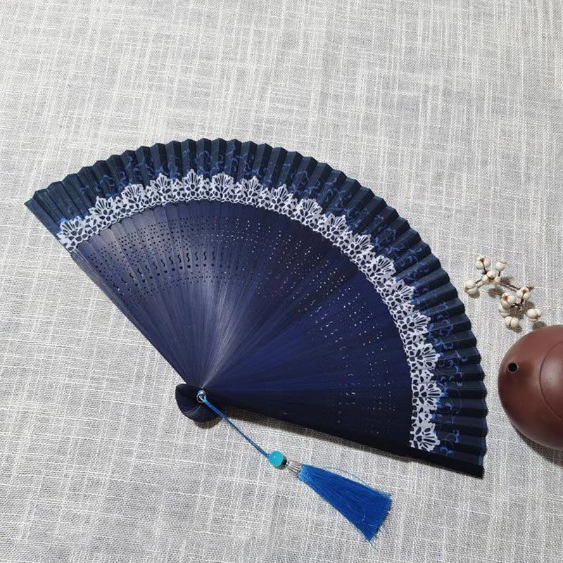 Nimara Ritual Simple Hollow Engraved Handheld Bamboo Folding Fan