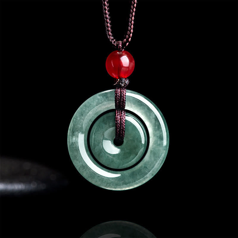 Nimara Ritual Green Jade Double Peace Buckle Abundance Necklace Pendant