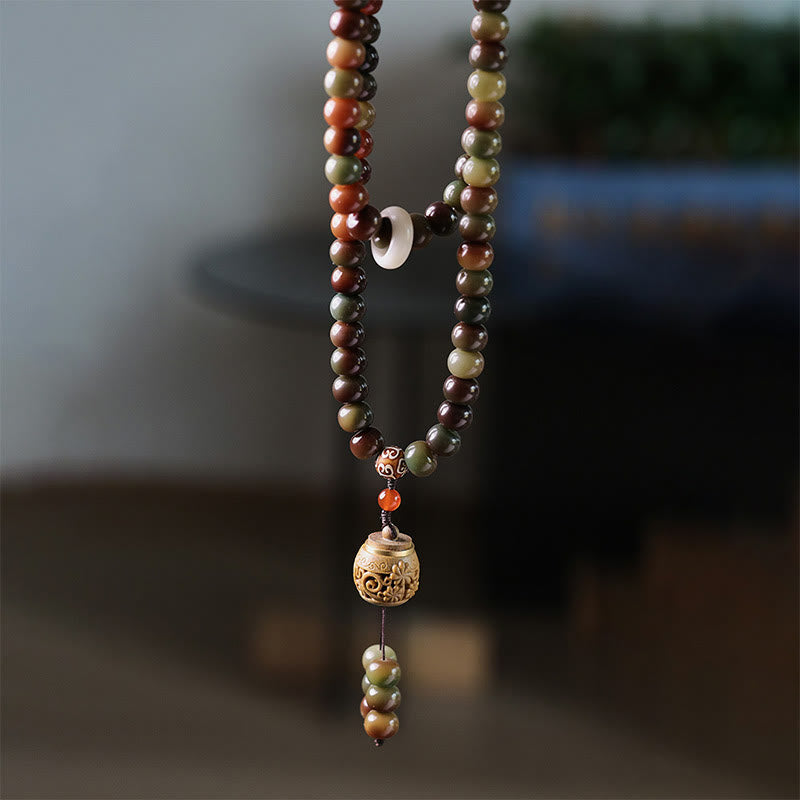 Nimara Ritual 108 Mala Beads Dunhuang Color Bodhi Seed Dzi Bead Keep Away Evil Spirits Bracelet