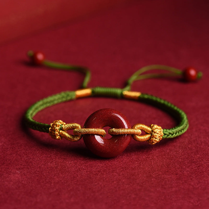 Nimara Ritual Handmade Cinnabar Peace Buckle Blessing Braided Rope Bracelet