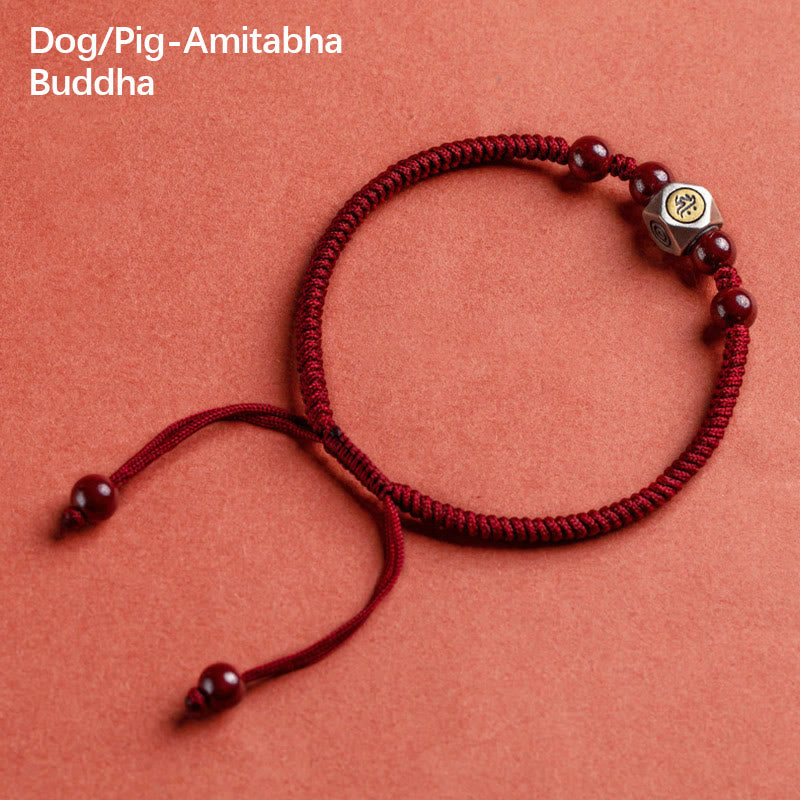 Nimara Ritual 925 Sterling Silver Chinese Zodiac Natal Buddha Cinnabar Calm Bracelet
