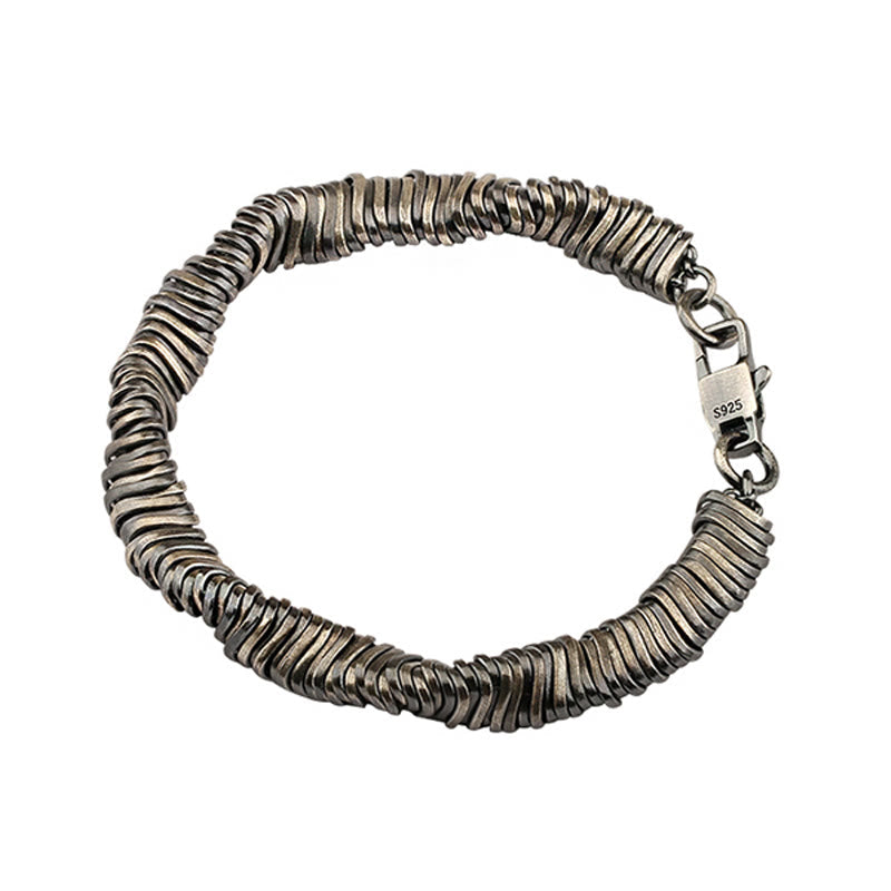 Nimara Ritual 925 Sterling Silver Vintage Twisted Design Wealth Healing Chain Bracelet