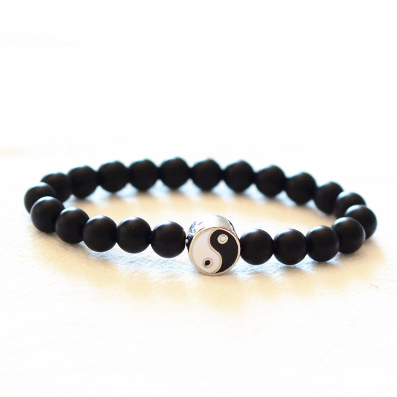 Nimara Ritual 3pcs Natural White Turquoise Frosted Stone Bead Yin Yang Wealth Bracelet