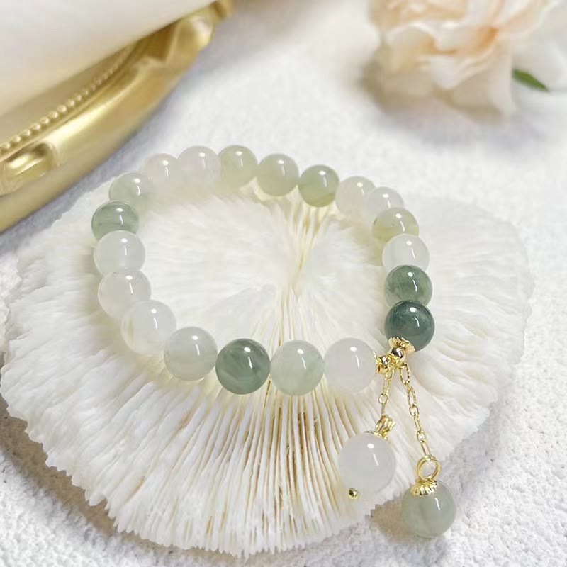 Nimara Ritual Natural Gradient Jade Abundance Luck Bead Charm Bracelet