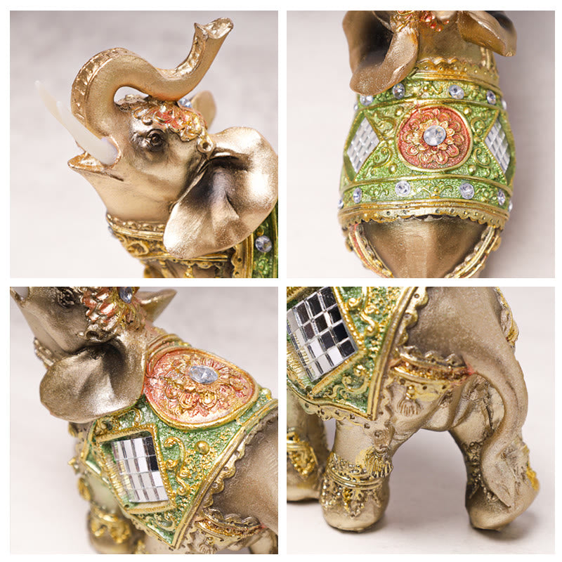Nimara Ritual Lucky Feng Shui Green Elephant Statue Sculpture Wealth Figurine Gift Home Decoration