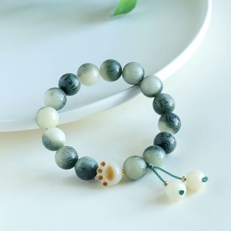 Nimara Ritual Bodhi Seed Om Mani Padme Hum Carved Harmony Bracelet