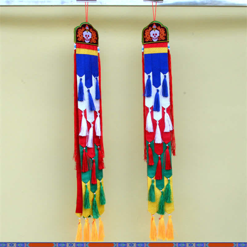 Nimara Ritual Lotus Flower Eight Auspicious Symbols Meditation Enlightenment Colorful Tassels Wall Art