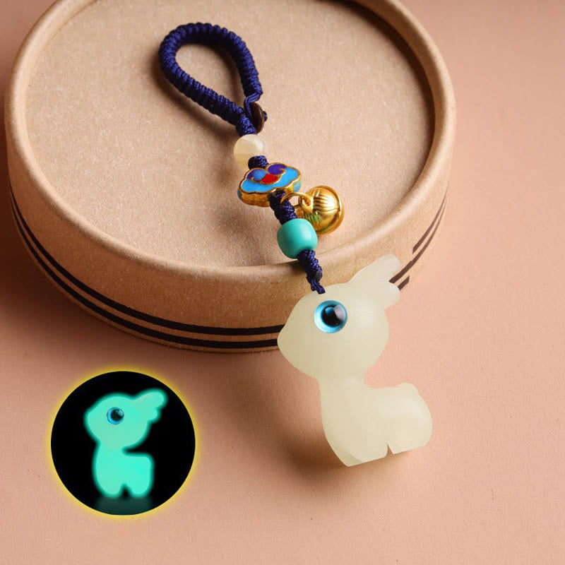 Nimara Ritual Mini Cute Deer Glowstone Luminous Lucky Deer Energy Key Chain Phone Car Hanging Decoration