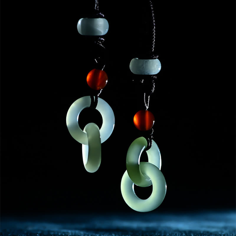 Nimara Ritual Natural Hetian Cyan Jade White Jade Double Peace Buckle Success Necklace Pendant
