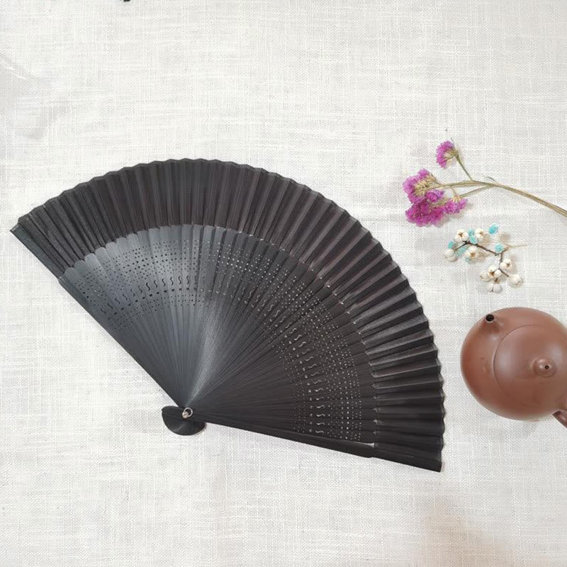 Nimara Ritual Simple Hollow Engraved Handheld Bamboo Folding Fan