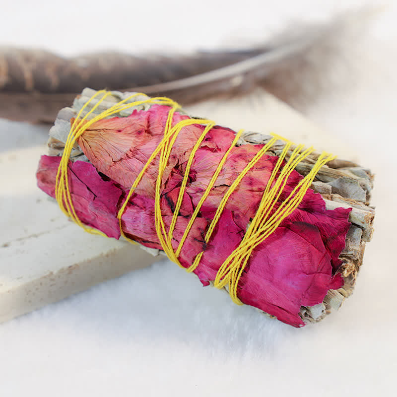 Nimara Ritual Colorful Daisy Red Rose Flowers Smudge Stick for Home Cleansing Incense Healing Meditation Smudge Sticks Rituals Set
